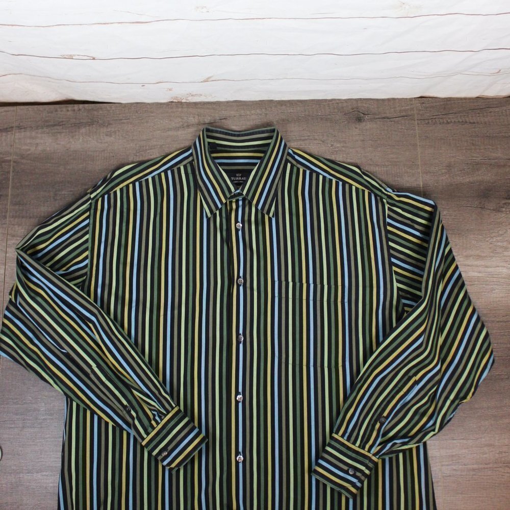Turrau Long Sleeve Striped Button Down Shirt‎ XL